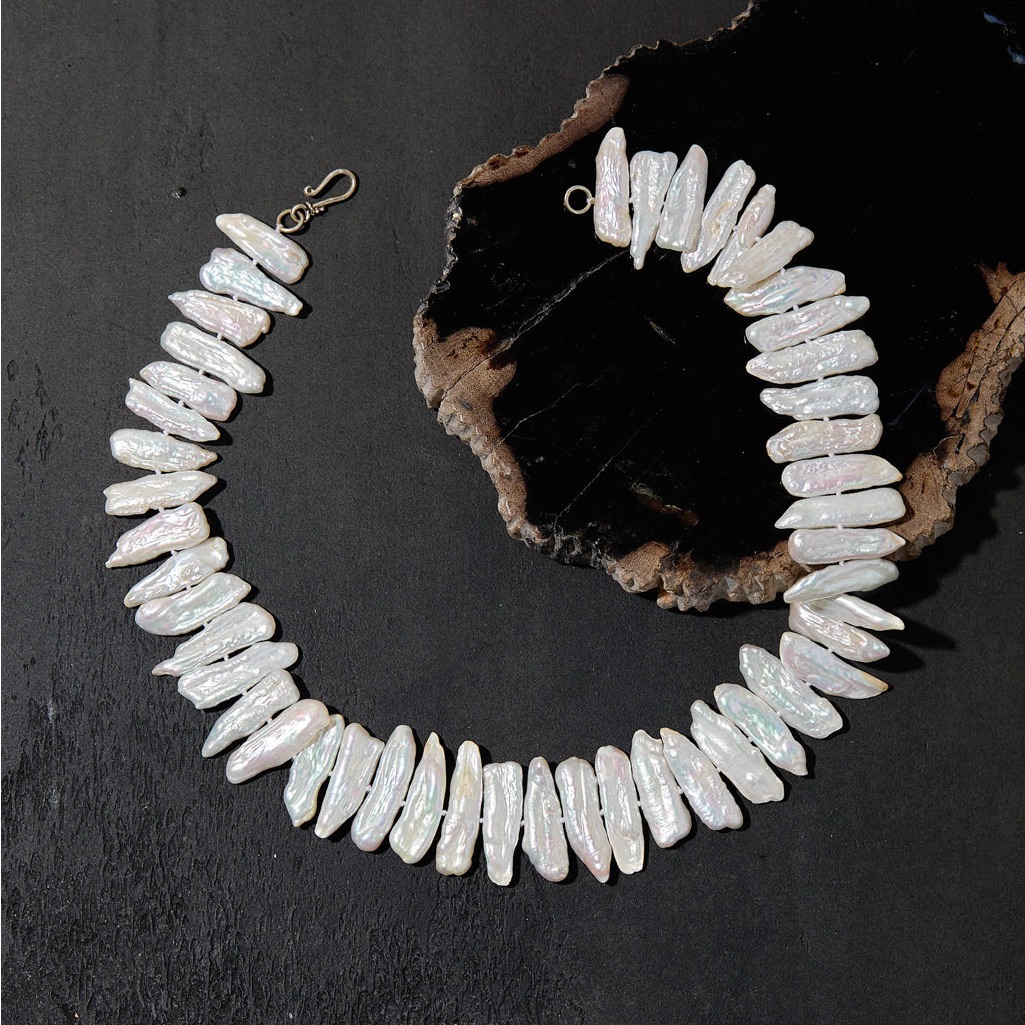 Biwa Keshi Pearl Collar Necklace